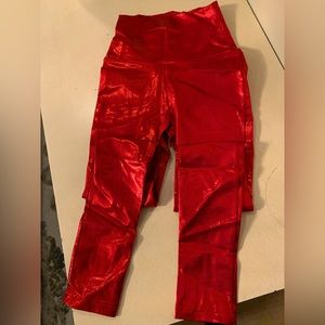Balera Dance Costume Metallic Red Leggings